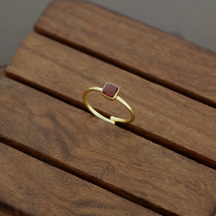 Arosha Mini Square Natural Stone Ring
