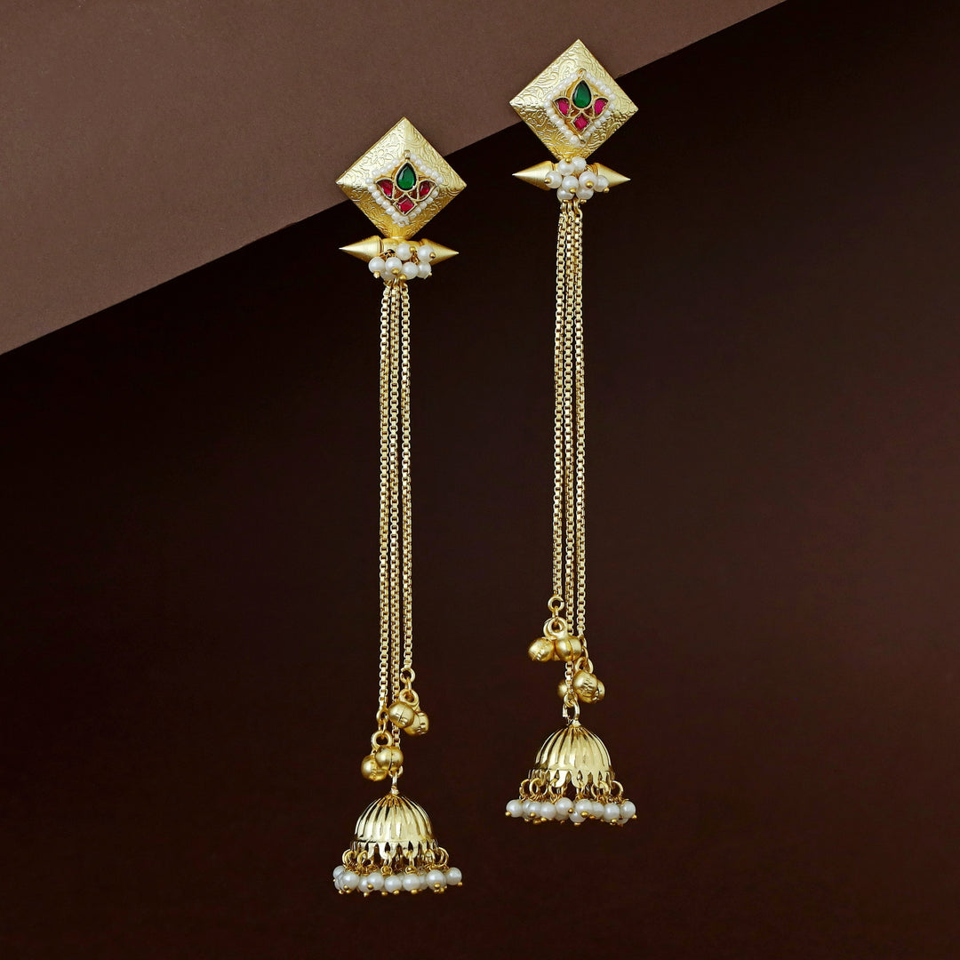 Kashmiri Golden Long Ghungroo Jhumka