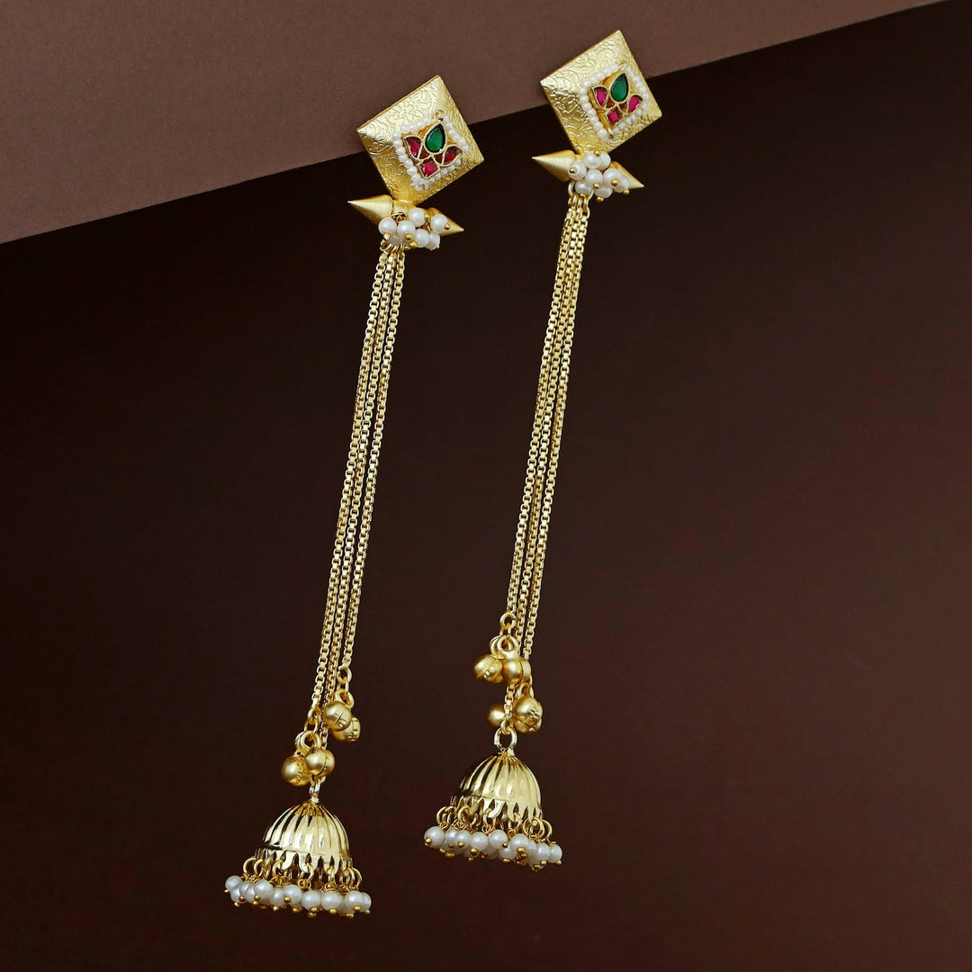 Kashmiri Golden Long Ghungroo Jhumka