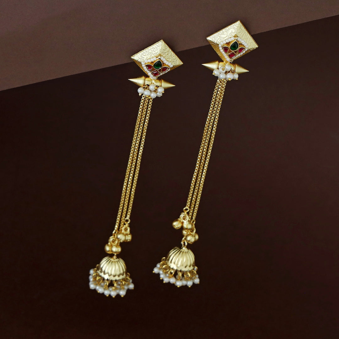 Kashmiri Golden Long Ghungroo Jhumka