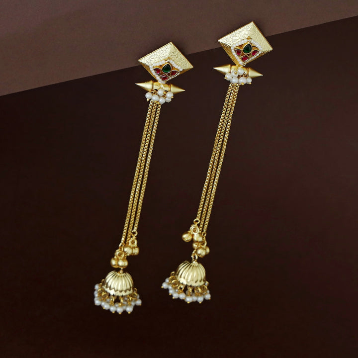 Kashmiri Golden Long Ghungroo Jhumka