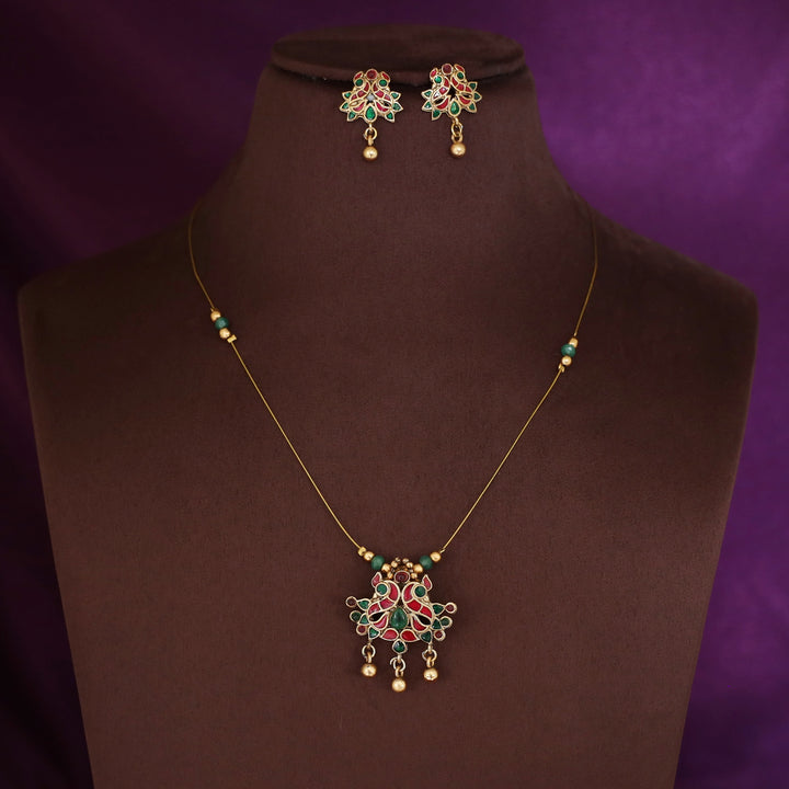 Yamini Mayura Enamel String Neckpiece with Stud
