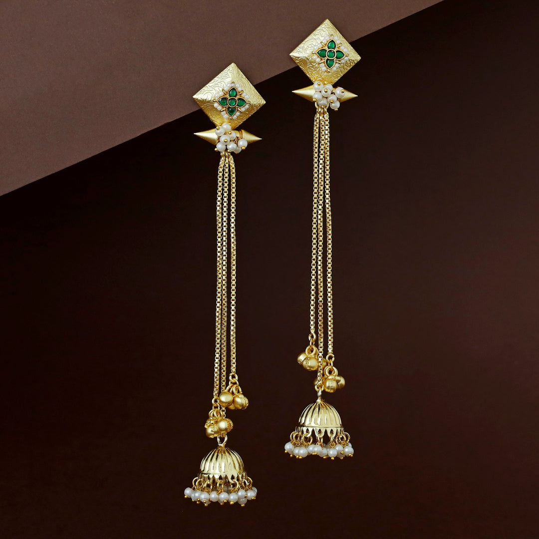 Kashmiri Golden Long Ghungroo Jhumka