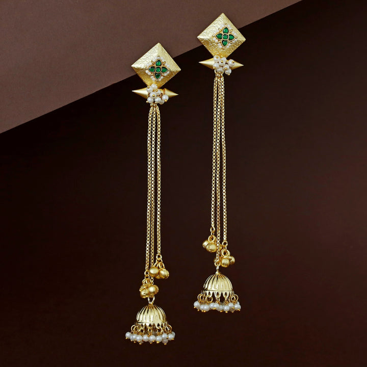 Kashmiri Golden Long Ghungroo Jhumka