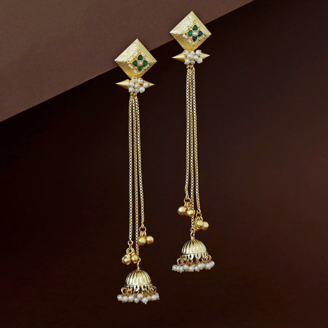 Kashmiri Golden Long Ghungroo Jhumka