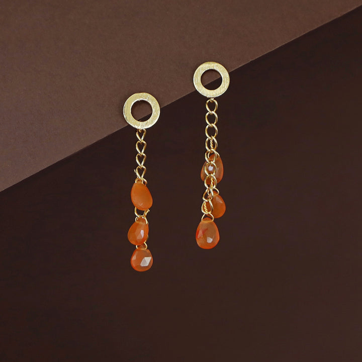 Golden Circle Chainy Tri Natural Stone Earring