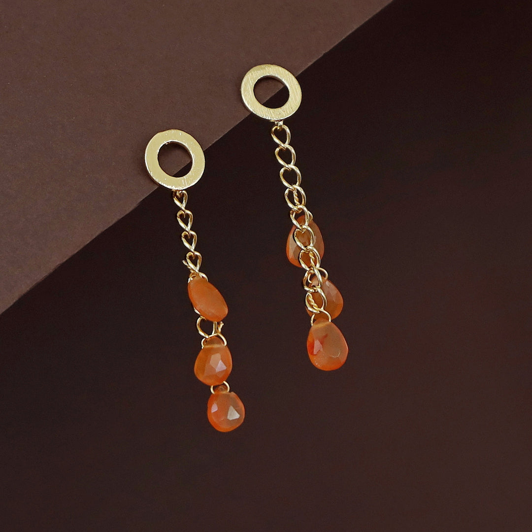 Golden Circle Chainy Tri Natural Stone Earring
