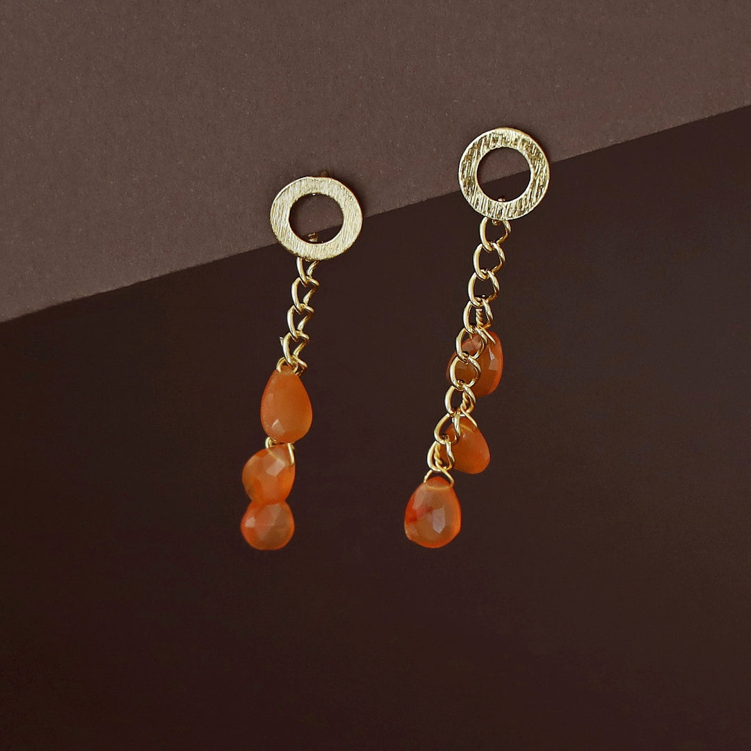 Golden Circle Chainy Tri Natural Stone Earring