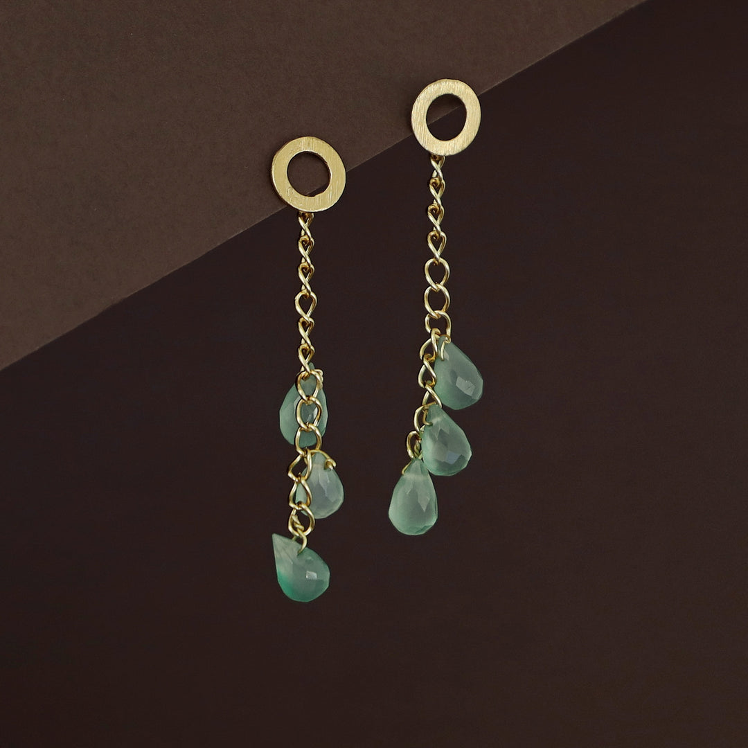 Golden Circle Chainy Tri Natural Stone Earring