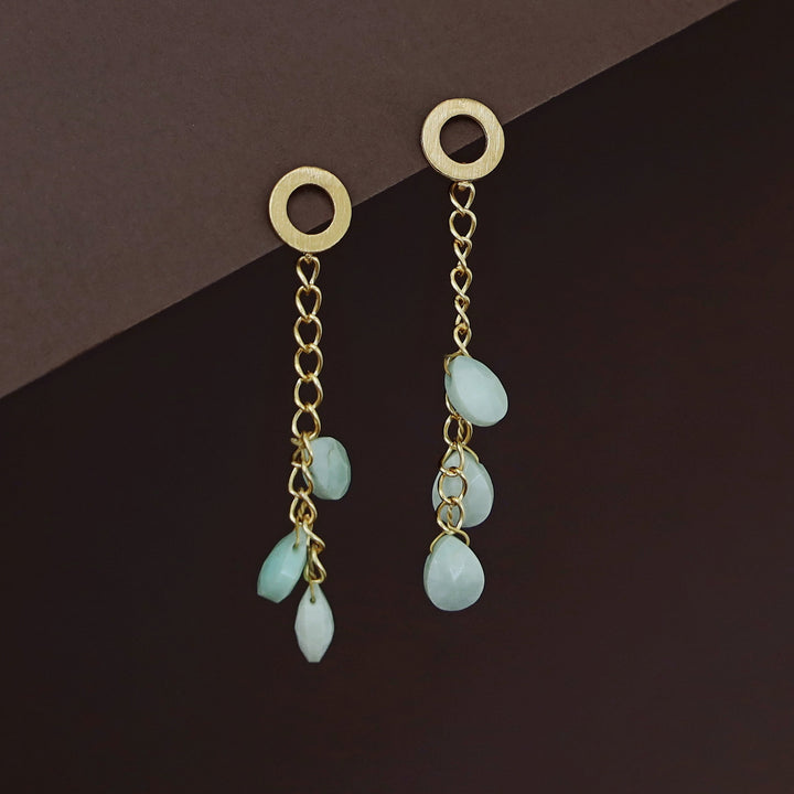 Golden Circle Chainy Tri Natural Stone Earring