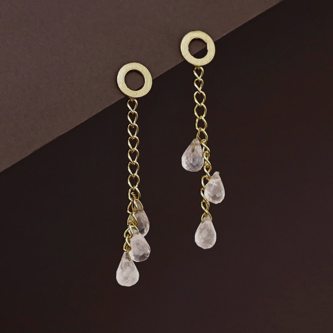 Golden Circle Chainy Tri Natural Stone Earring