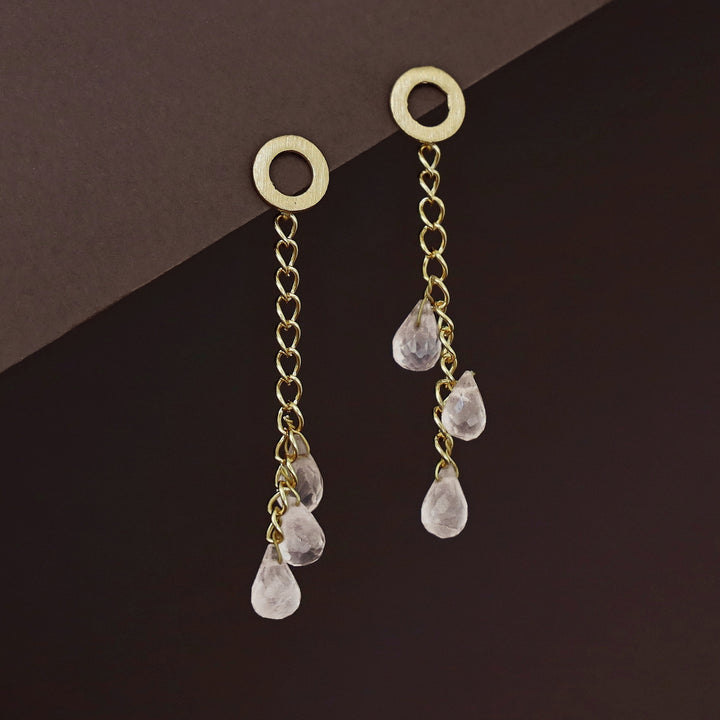 Golden Circle Chainy Tri Natural Stone Earring
