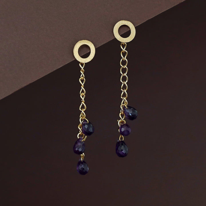 Golden Circle Chainy Tri Natural Stone Earring