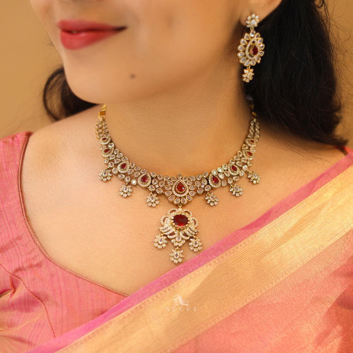Eryna AD Stone Neckpiece With Earring