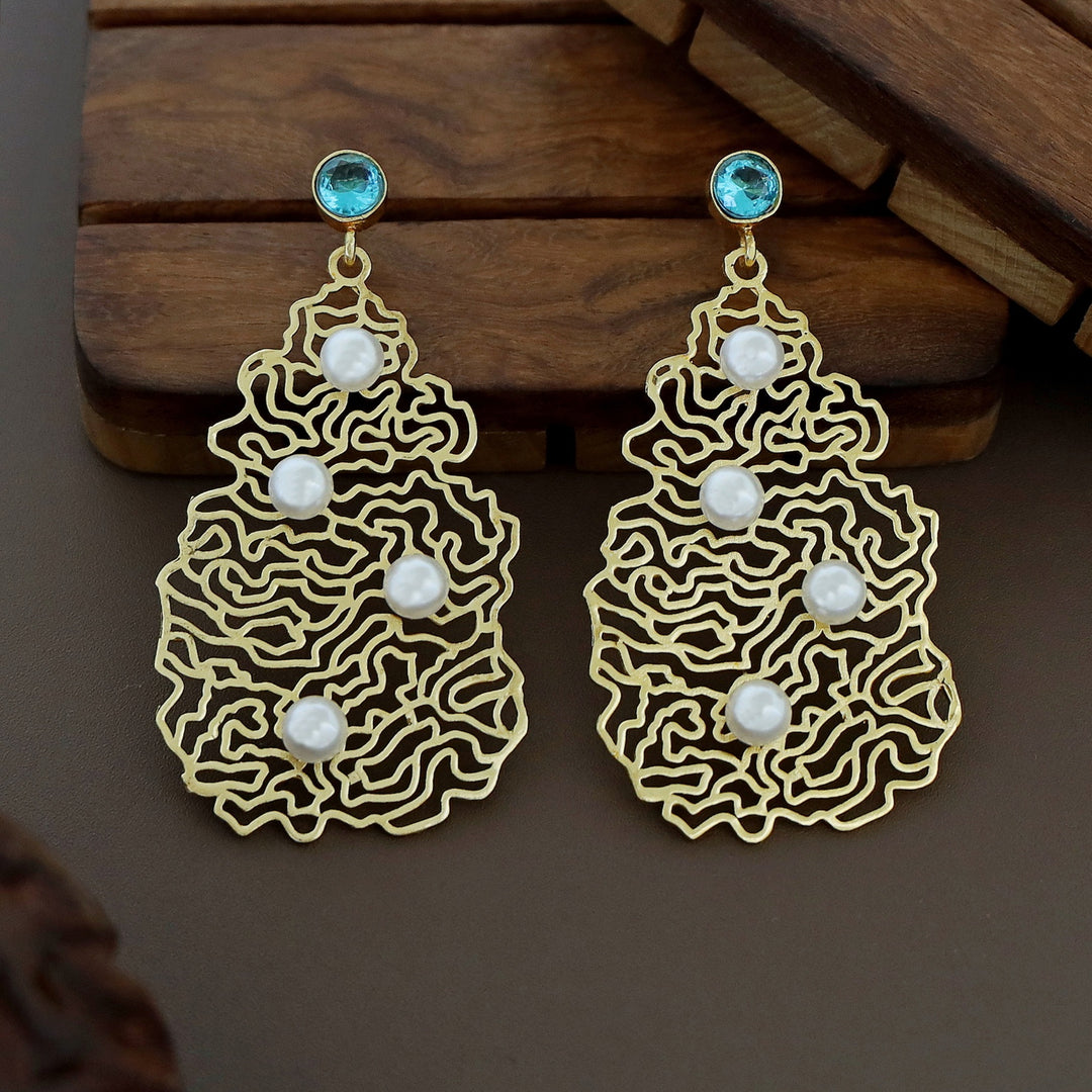 Odeza Golden Alga Tetra Pearl Glossy Earring