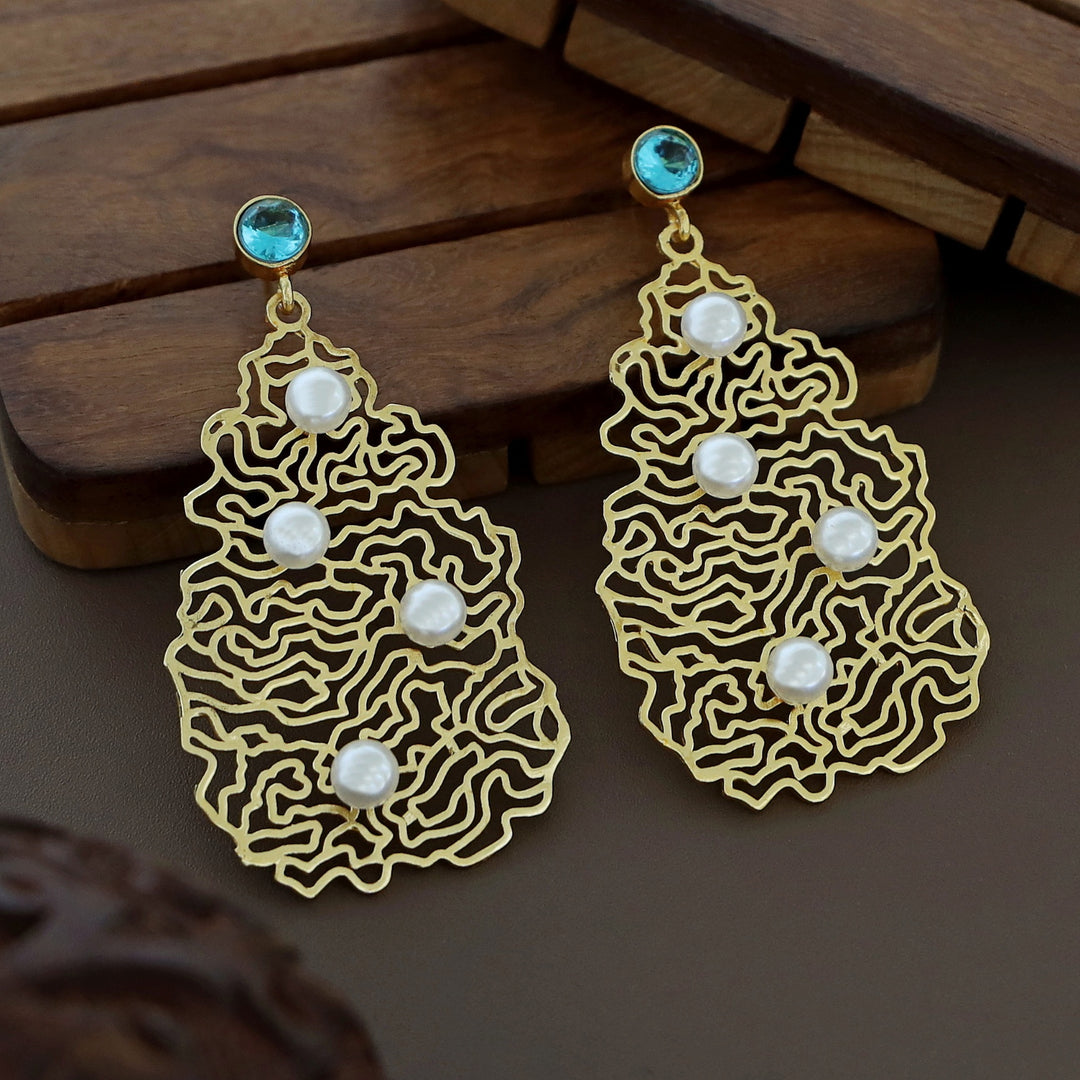 Odeza Golden Alga Tetra Pearl Glossy Earring