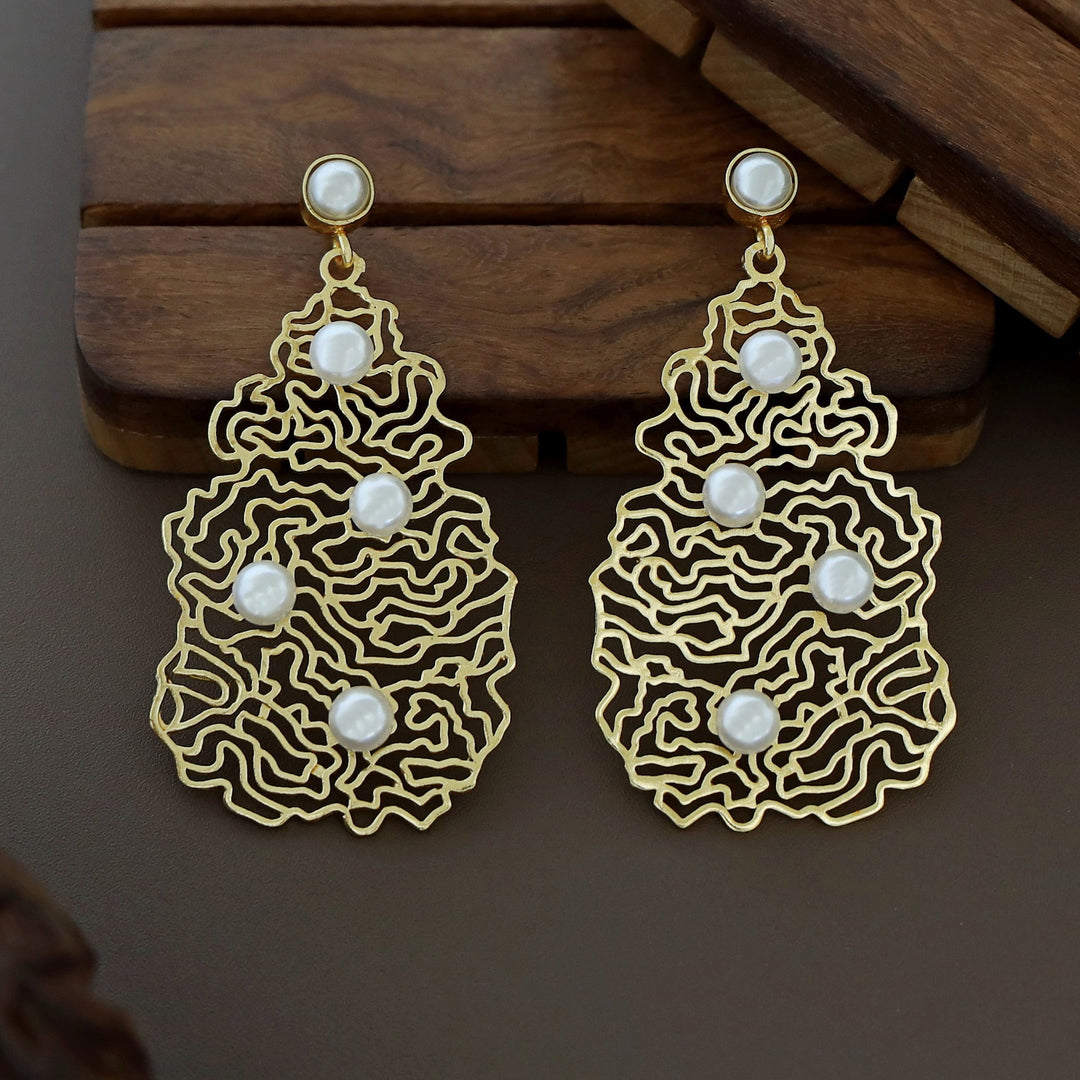 Odeza Golden Alga Tetra Pearl Glossy Earring