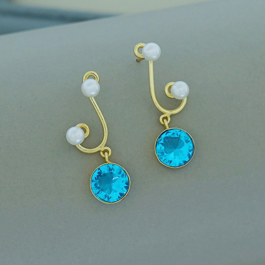 Reba Dual Pearl Circle Glossy Stone Earring