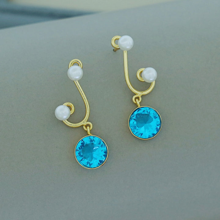 Reba Dual Pearl Circle Glossy Stone Earring