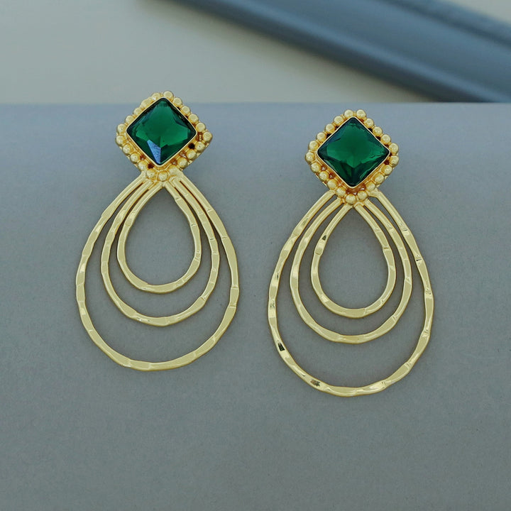 Lila Golden Hammered Tri Drop Glossy Earring