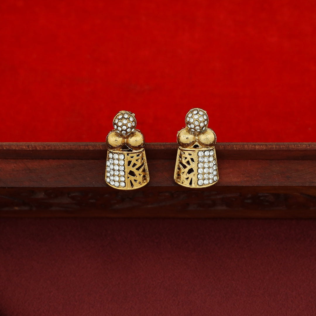 Samvrudhi Rectangle Stoned  Short Neckpiece With Earring