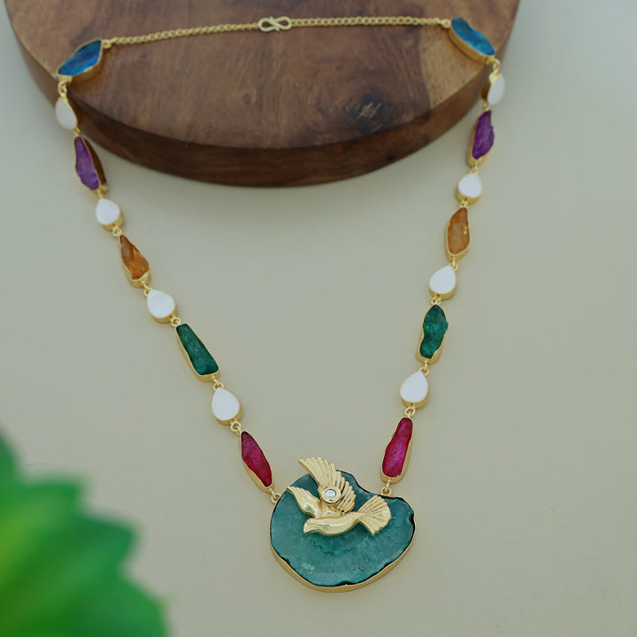 Andrea Pigeon MOP + Dyed Agate Stone Neckpiece
