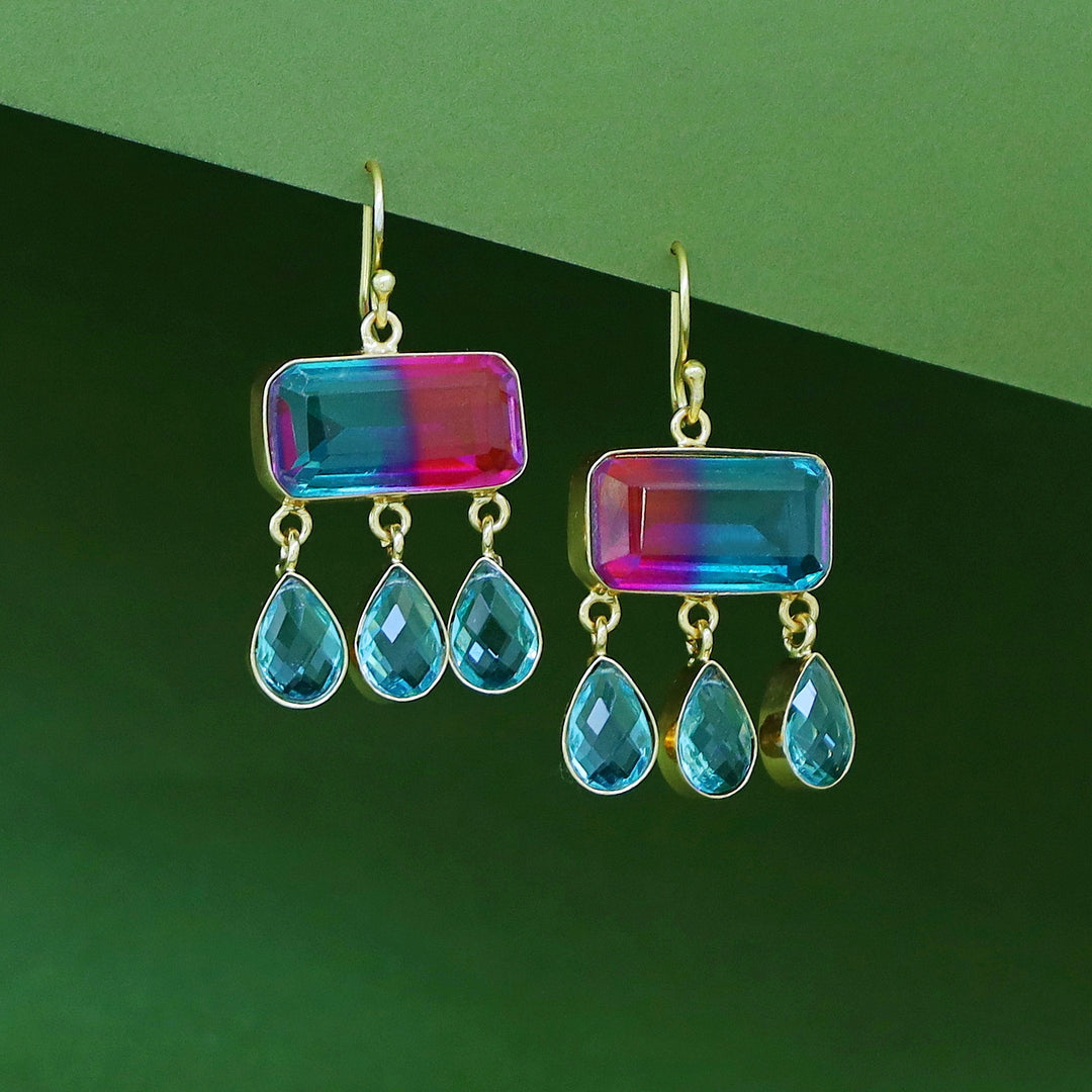 Tri Drop Rectangle Glossy Stone Drop