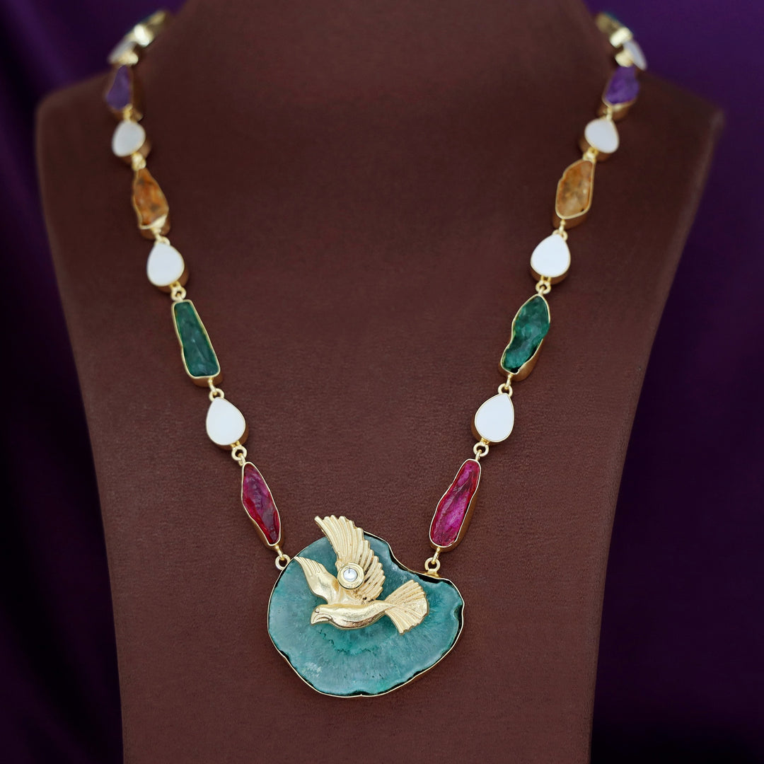 Andrea Pigeon MOP + Dyed Agate Stone Neckpiece