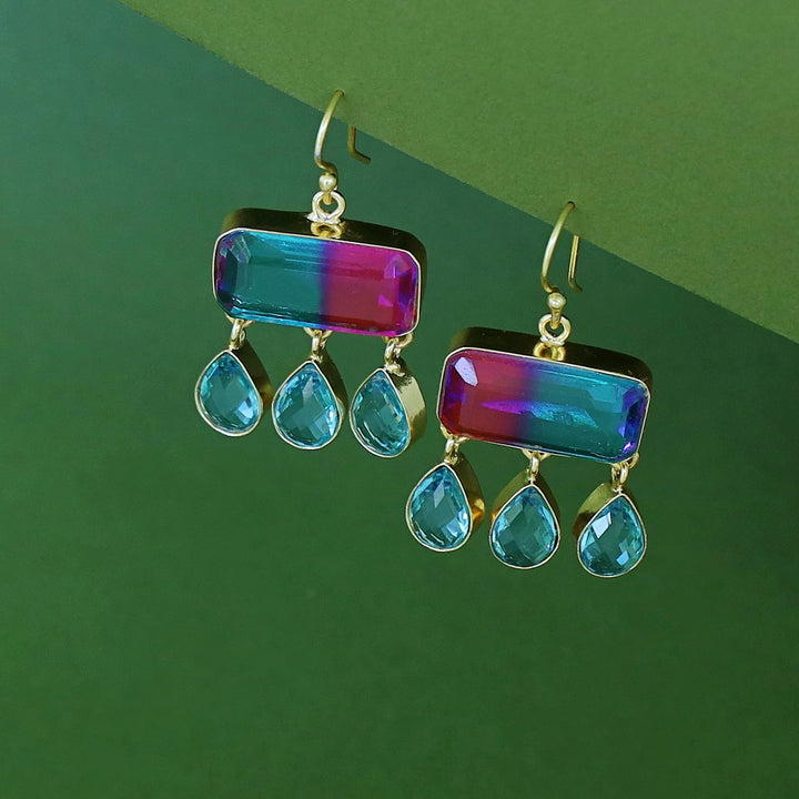 Tri Drop Rectangle Glossy Stone Drop