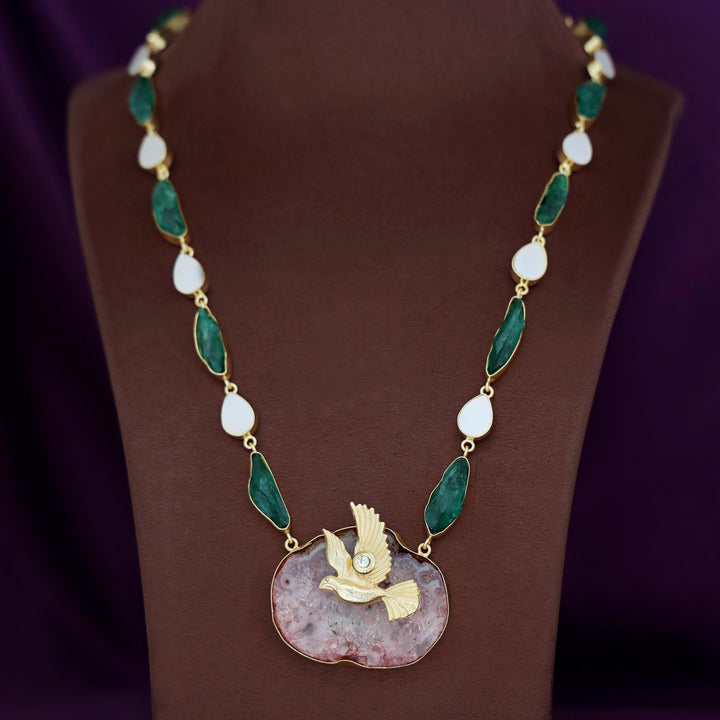 Andrea Pigeon MOP + Dyed Agate Stone Neckpiece