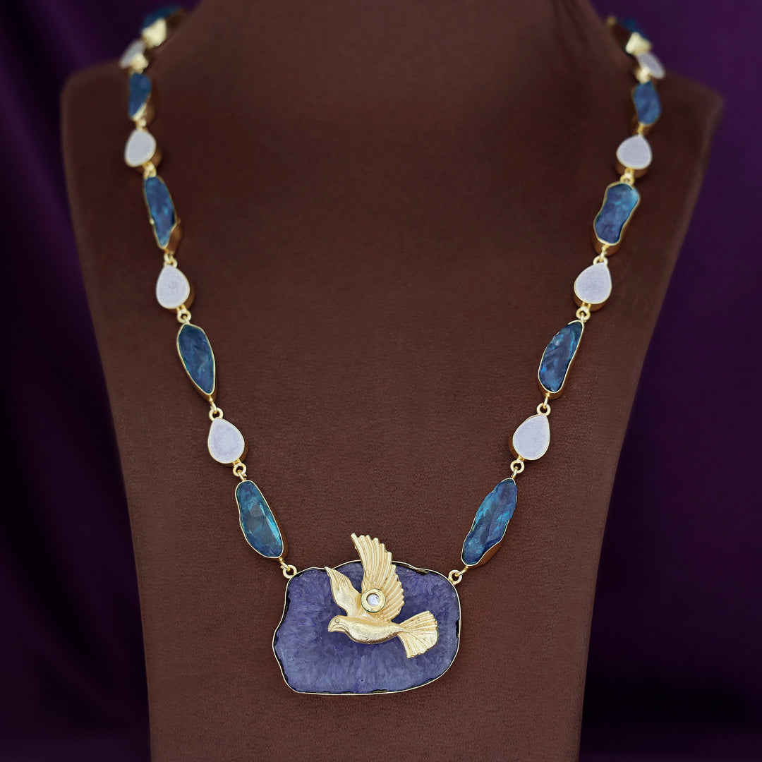 Andrea Pigeon MOP + Dyed Agate Stone Neckpiece