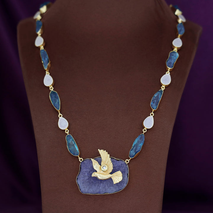 Andrea Pigeon MOP + Dyed Agate Stone Neckpiece