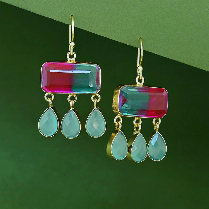 Tri Drop Rectangle Glossy Stone Drop