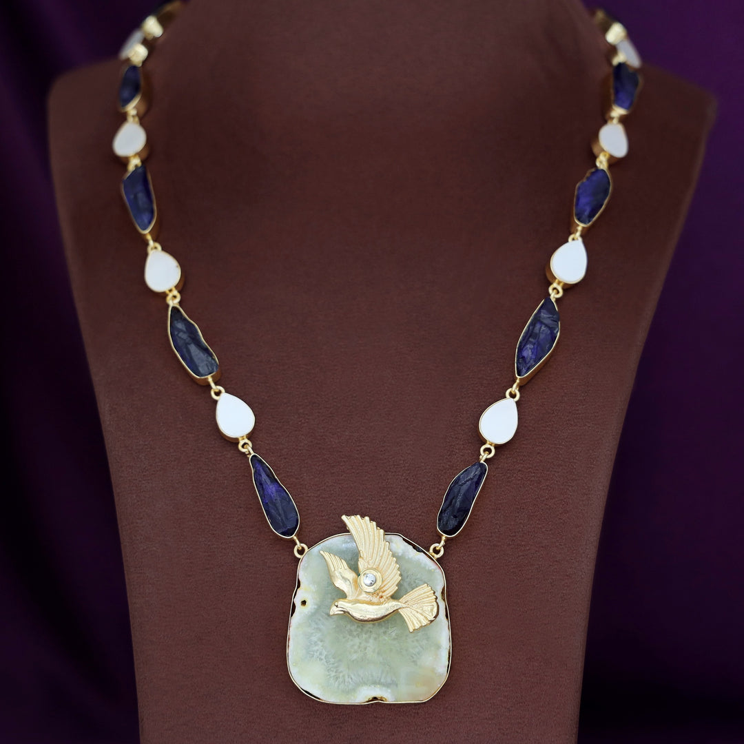 Andrea Pigeon MOP + Dyed Agate Stone Neckpiece