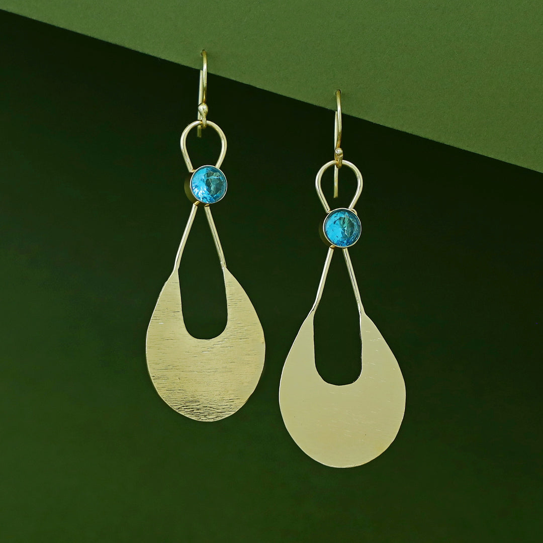 Tessa Golden Textured Glossy Stone Drop