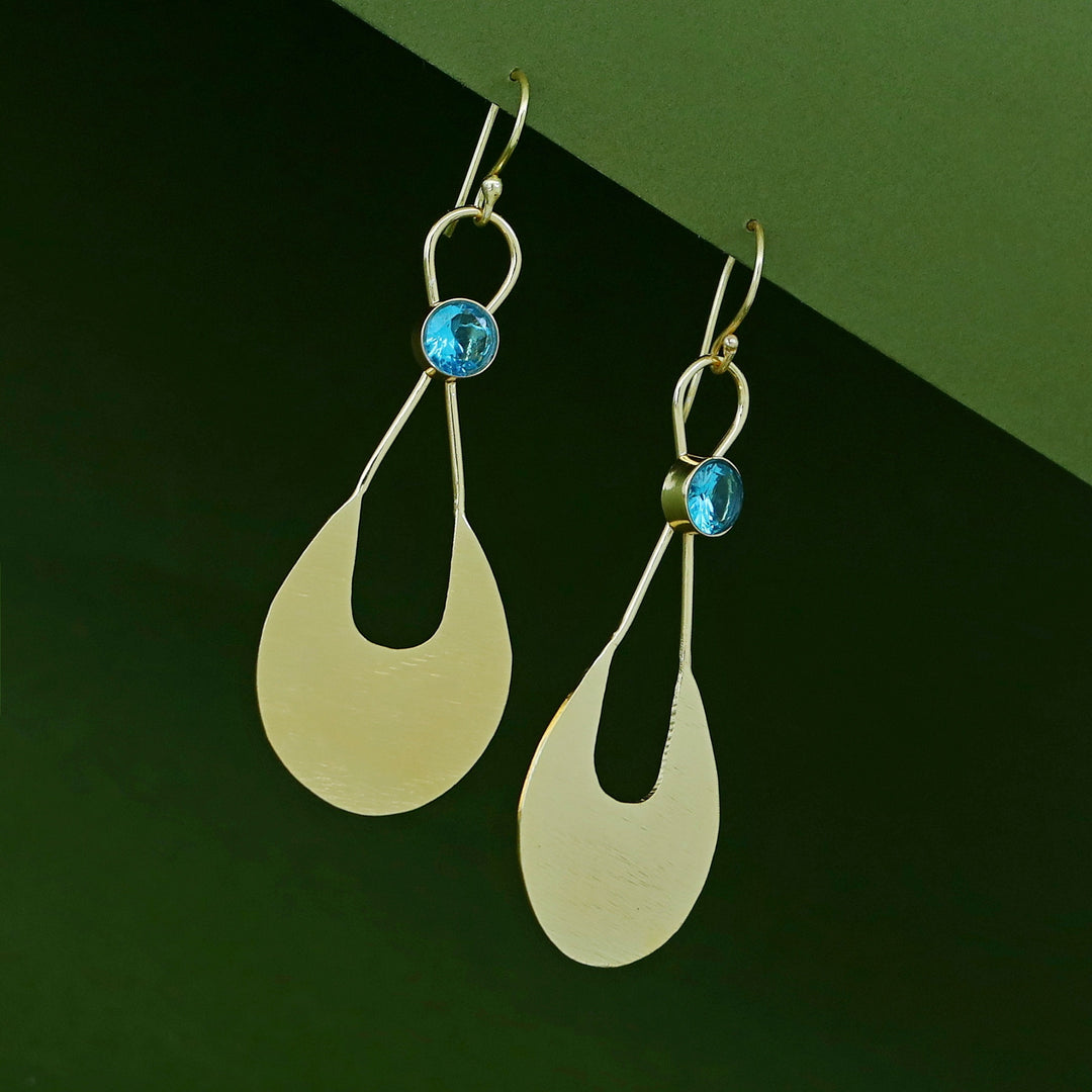 Tessa Golden Textured Glossy Stone Drop