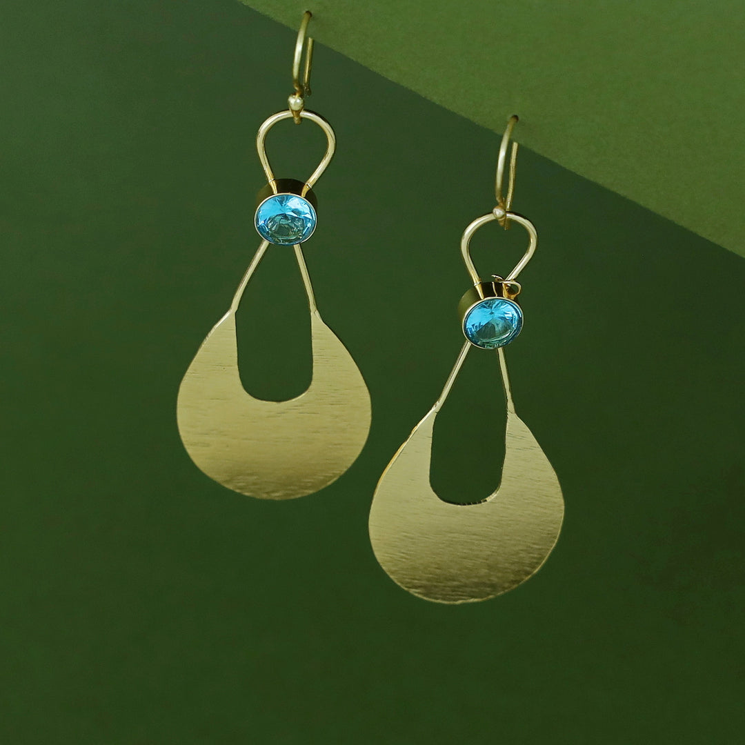 Tessa Golden Textured Glossy Stone Drop