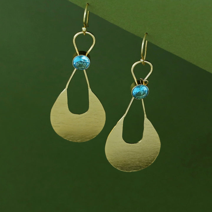 Tessa Golden Textured Glossy Stone Drop