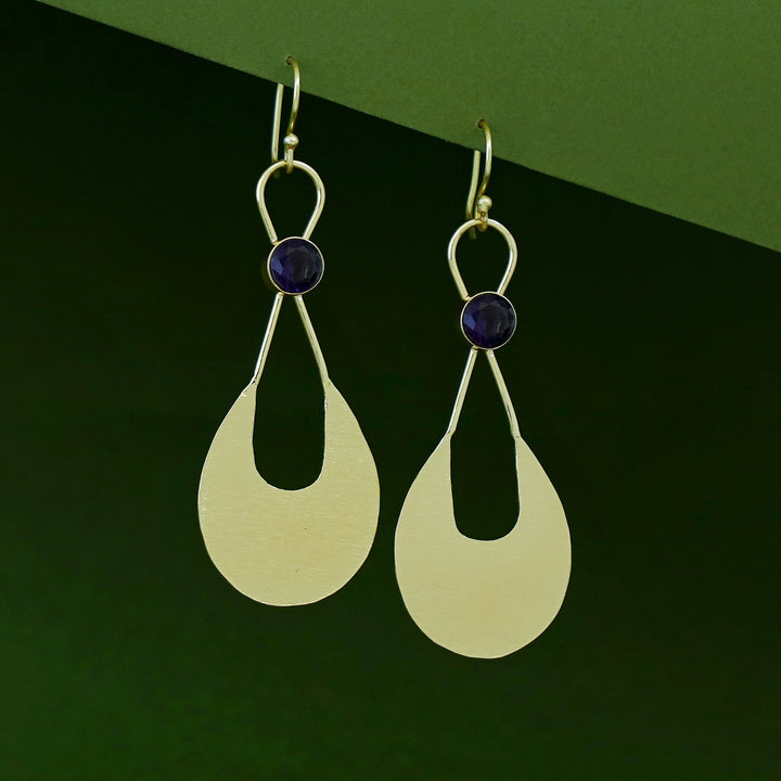 Tessa Golden Textured Glossy Stone Drop