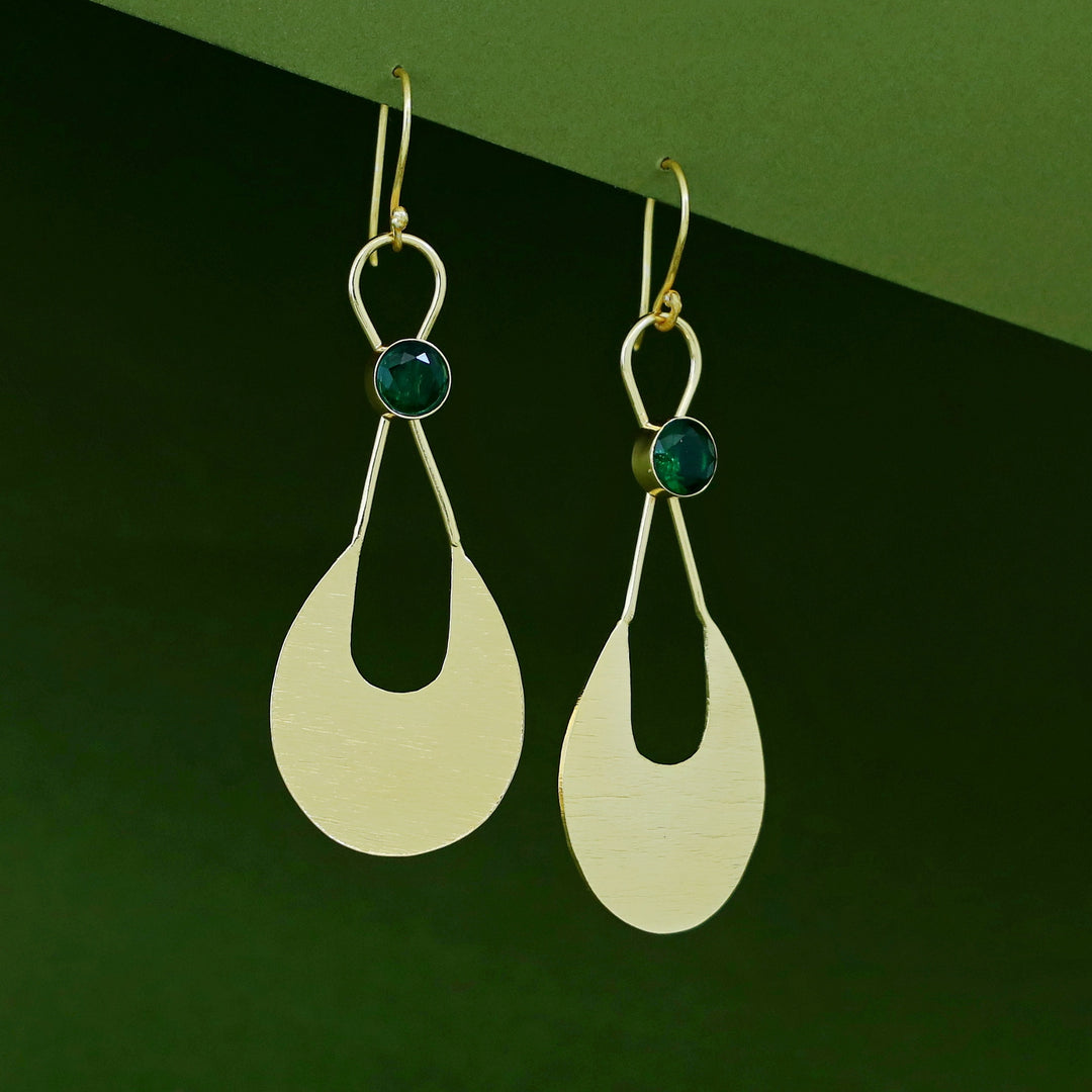 Tessa Golden Textured Glossy Stone Drop