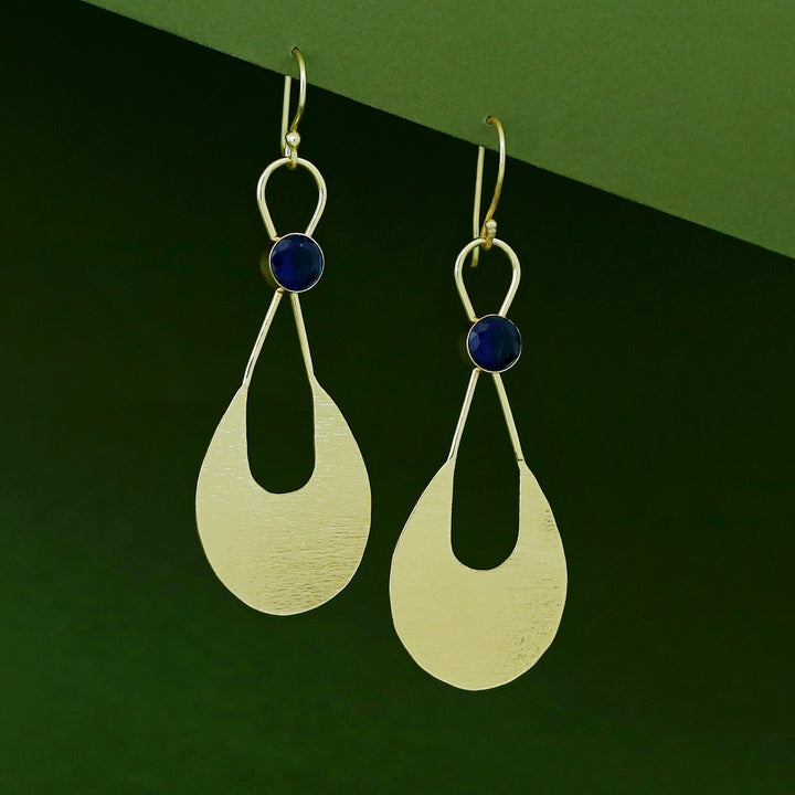 Tessa Golden Textured Glossy Stone Drop