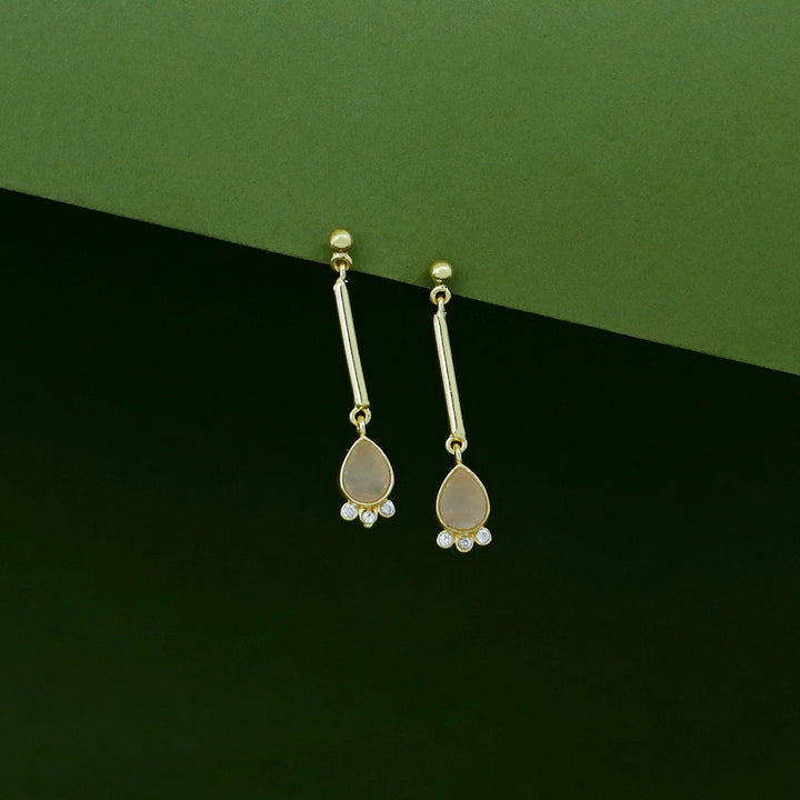 Riddhima Golden Stick Raw Stone Drop Earring