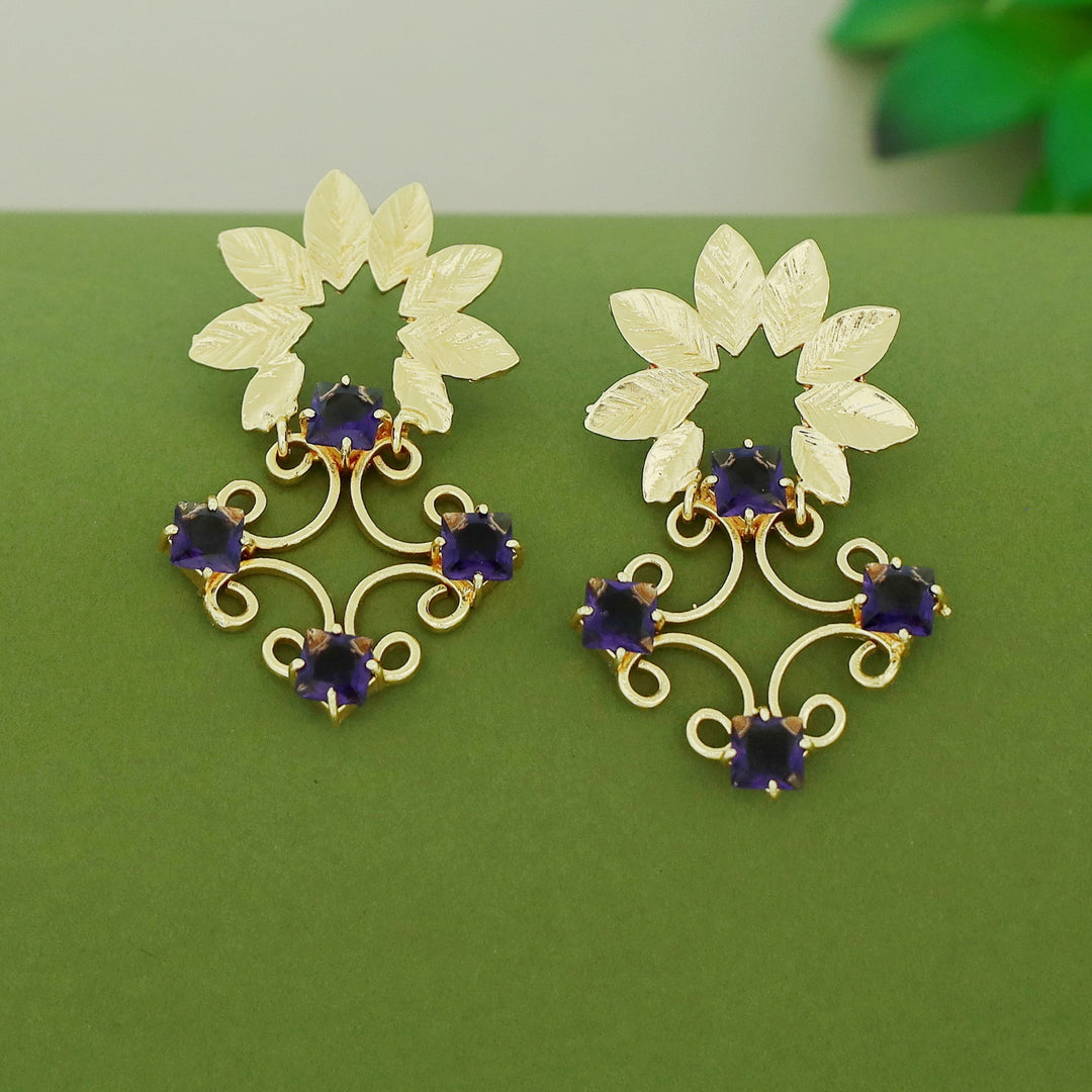 Aalika 8 Fold Leafy Tetra Glossy Earring