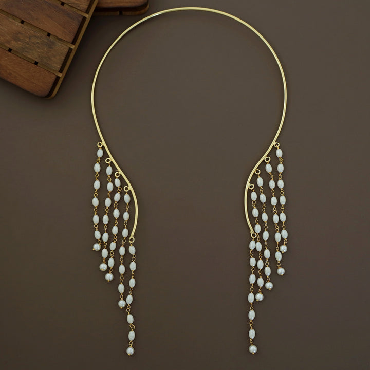 Xantiya Golden Chain Pearl Neck Cuff