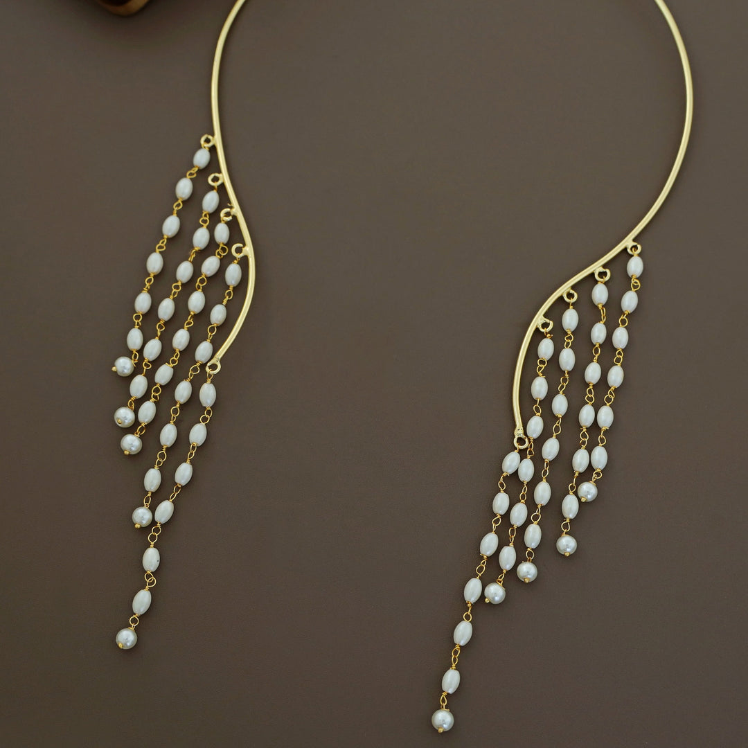 Xantiya Golden Chain Pearl Neck Cuff
