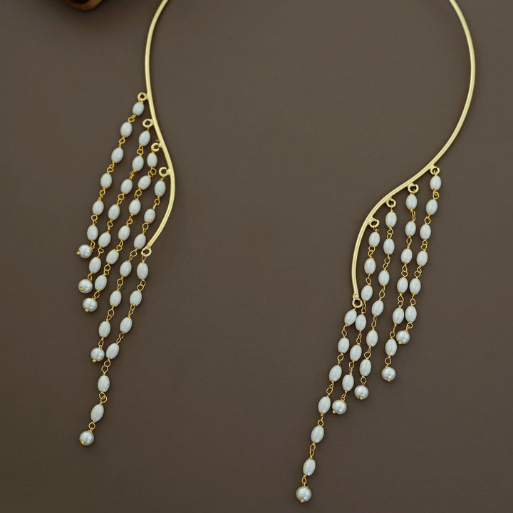 Xantiya Golden Chain Pearl Neck Cuff