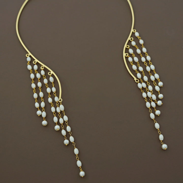 Xantiya Golden Chain Pearl Neck Cuff