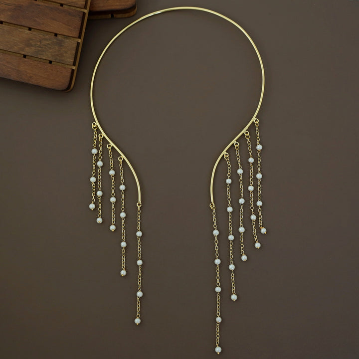 Xantiya Golden Chain Pearl Neck Cuff