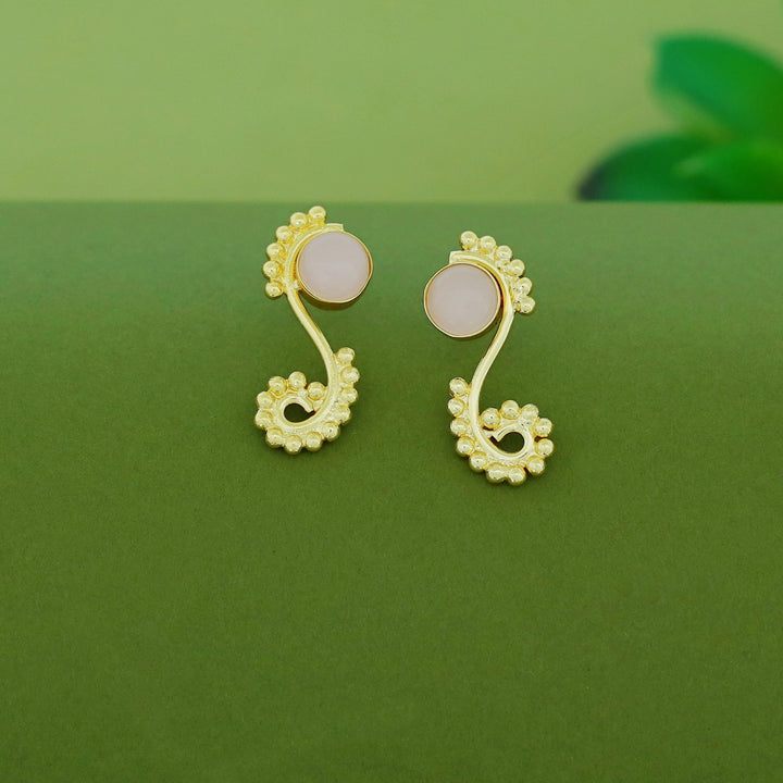 Janan Golden Ball Circle Natural Stone Earring