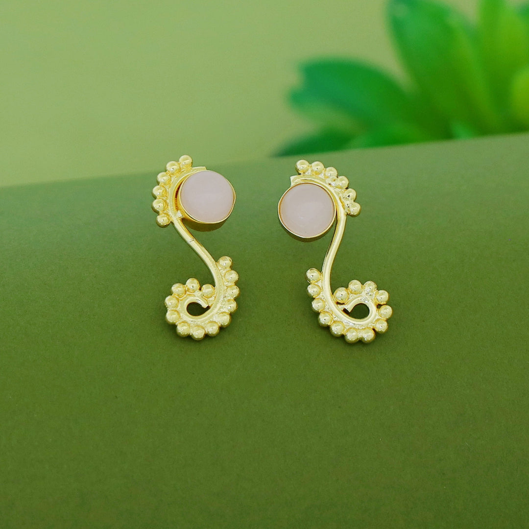 Janan Golden Ball Circle Natural Stone Earring